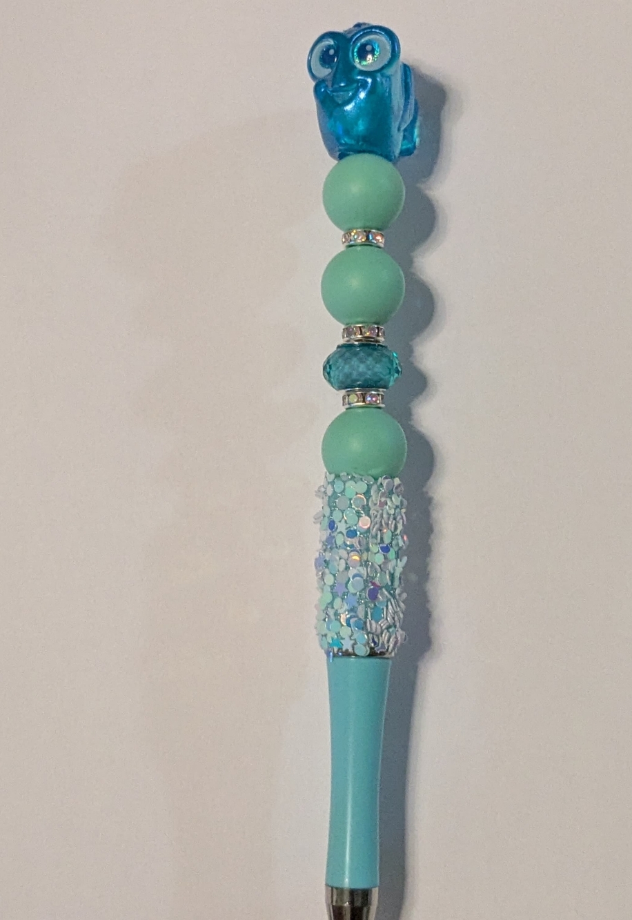 Aqua Beaded Charm Ballpoint Pen - Unbranded